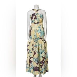 A.L.C. Veronica Blue and Yellow Patterned Maxi Dress